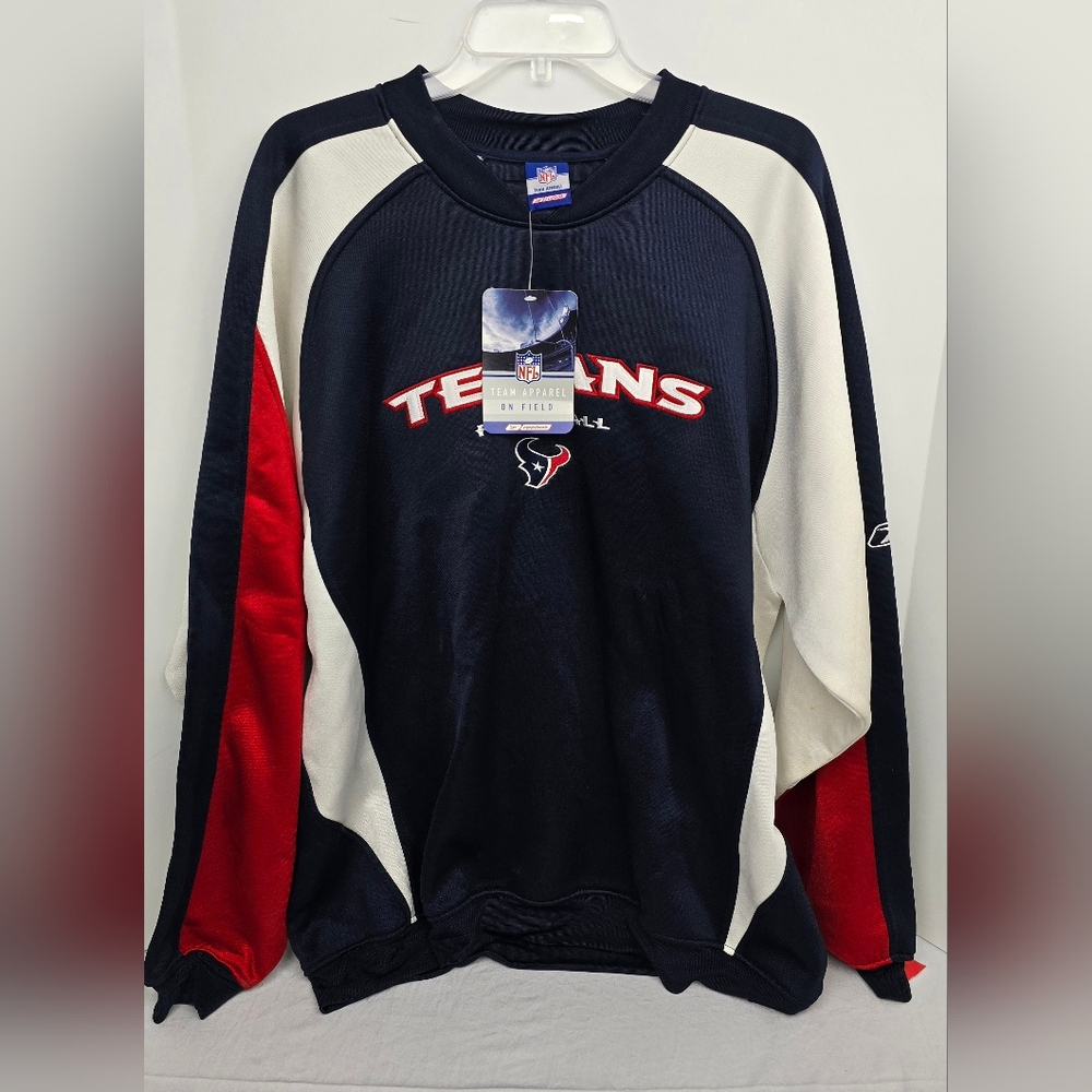 Houston Texans NFL Men's Reebok Team Apparel On Field Crew Sweatshirt Large NWT